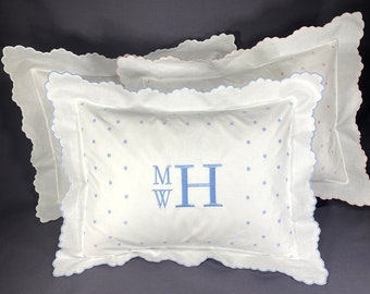 Personalized Scalloped Dots Edge Pillow and Insert