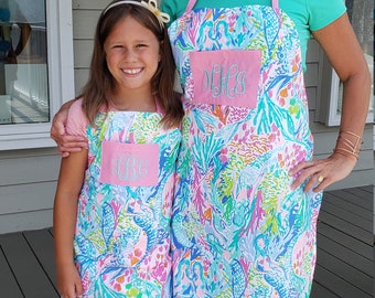 Mommy & Me Aprons Personalized Palm Beach Design