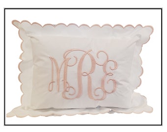 Personalized Scalloped Edge Sham Pillow and Insert