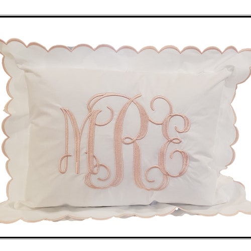 Personalized Scalloped and Border Monogrammed Pillow Sham set - Etsy
