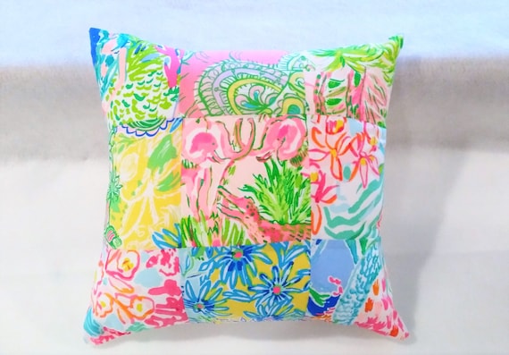 Palm Beach Style Vintage Patchwork Pillow