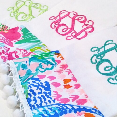 Palm Beach Personalized Pillow W/ Pom Poms Etsy