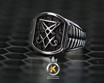 Lucifer Sigil Ring: Sterling Silver Satan Signet