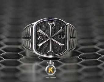Chi Rho Ring Chrismon Ring Christogram Ring Silver 925 Chi Rho Ring