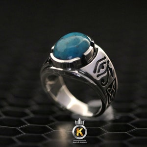 Anillo Ojo de Horus Símbolo Egipcio Anillo Wadjet Anillo de Plata Turquesa Natural