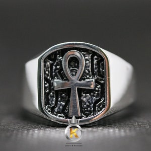 Ankh Ring Egyptian Ankh Ring Silver Ankh Ring Silver 925 Ankh Ring Flat on side