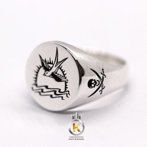 Pirates Ring Jack Ring Silver Round 14.5 mm. Pirates Ring Jack Sparrow Free Engraving 10-15 letters