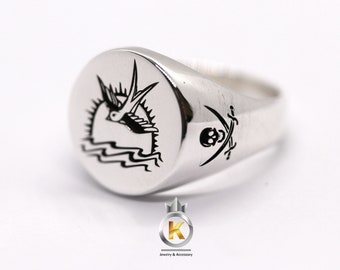 Pirates Ring Jack Ring Silver Round 14.5 mm. Pirates Ring Jack Sparrow Free Engraving 10-15 letters