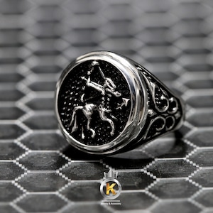Sagittarius Ring Zodiac Signet Ring Silver Ring Sagittarius Ring birth Nov-Dec