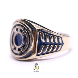 Blue Ring Blue Lantern Ring BRASS Ring Blue Lantern Brass Ring