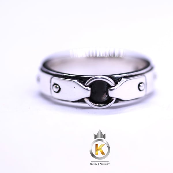 925 Sterling Silver Collar Ring  Chain Detail