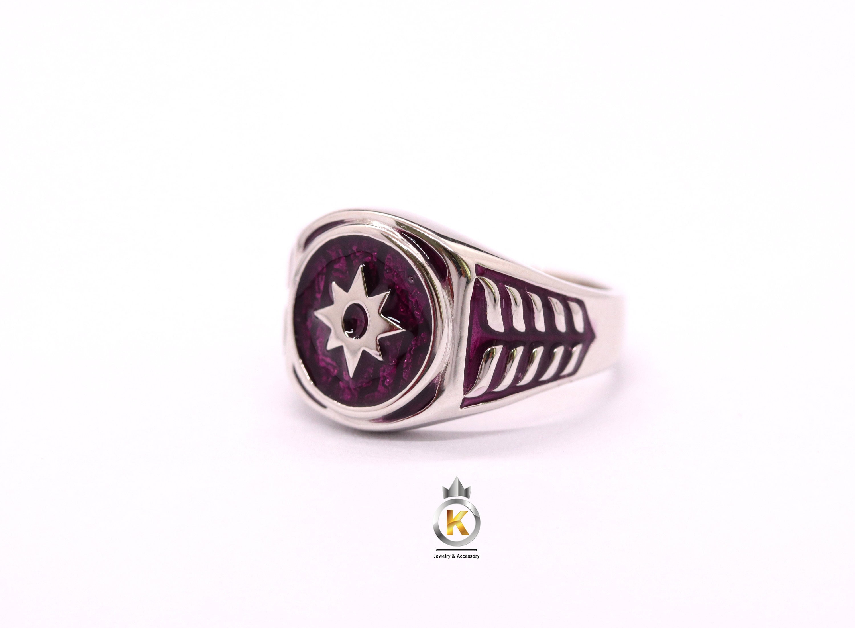 Star Sapphire Ring Silver 925 Purple Enamel Purple Ring Purple Lantern Star Sapphire Lantern Ring