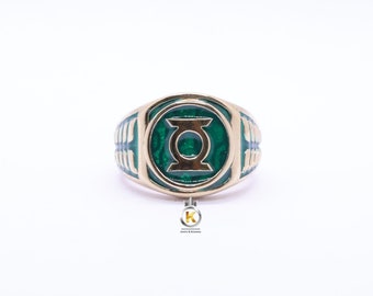 Green Brass Ring Green Lantern Smooth Back No Hollow