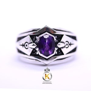 Amethyst Hades Silver Ring Amethyst Statement Ring Hades Signet Ring Silver 925