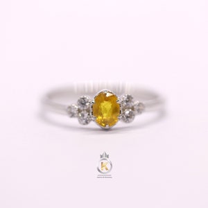 Yellow Sapphire Women Ring Silver Yellow Sapphire Ring Silver 925 Natural Yellow Sapphire CZ Diamond