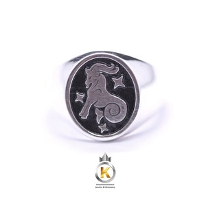 Capricorn Zodiac Signet Ring Silver 925 Astrology Jewelry