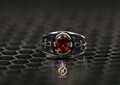 Sterling Silver Egyptian Ankh Ring with Red CZ Stone product logo