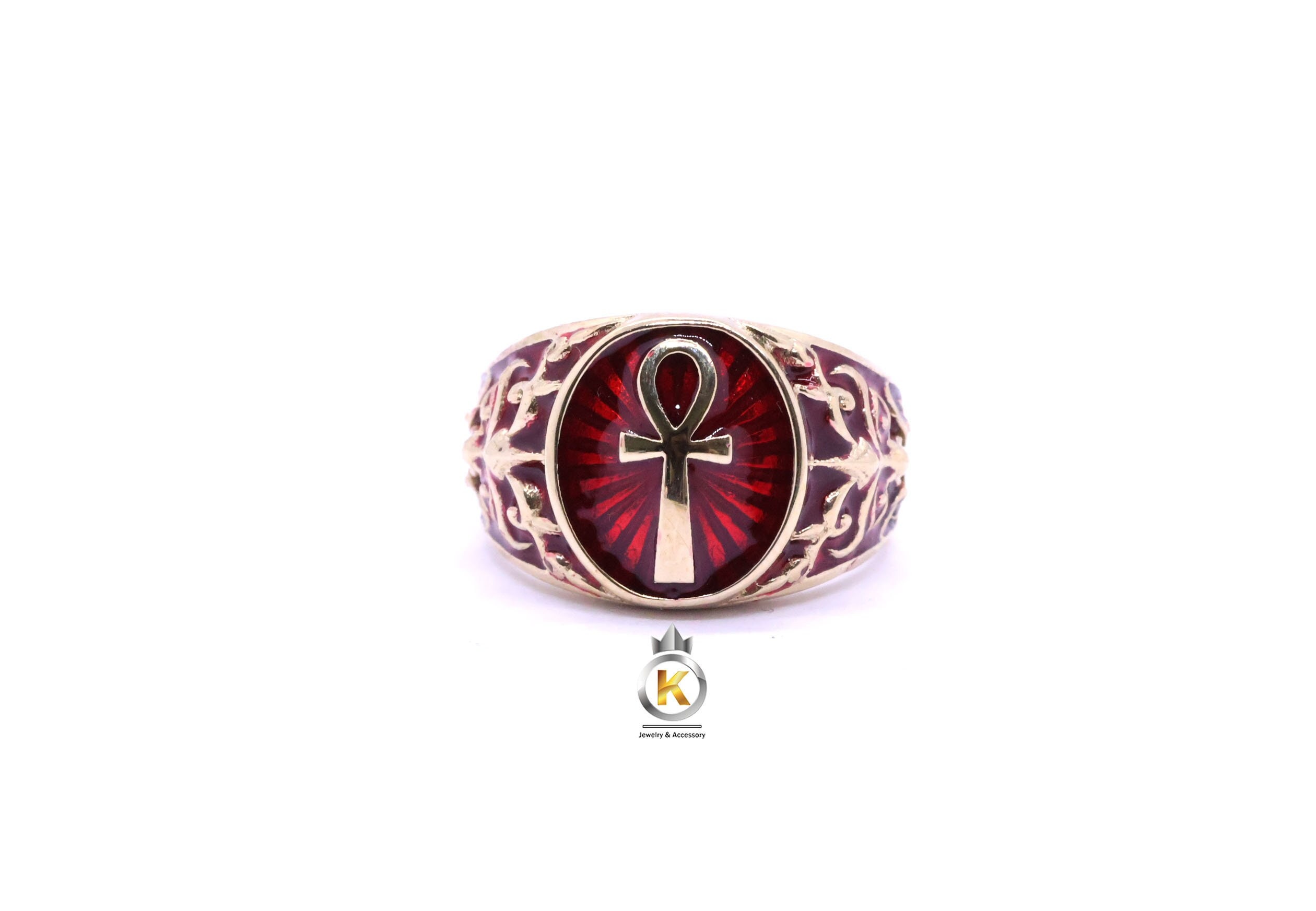 Anello Ankh in oro: anello egiziano fatto a mano con chiave della vita - Italia