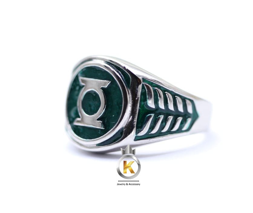 Green Lantern Symbol Stainless Steel Ring-Size 10 