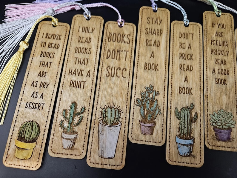 Humurous Bookmarks 10 Succulent Bookmarks, Cactus Bookmarks, Funny Bookmarks, Files for ...