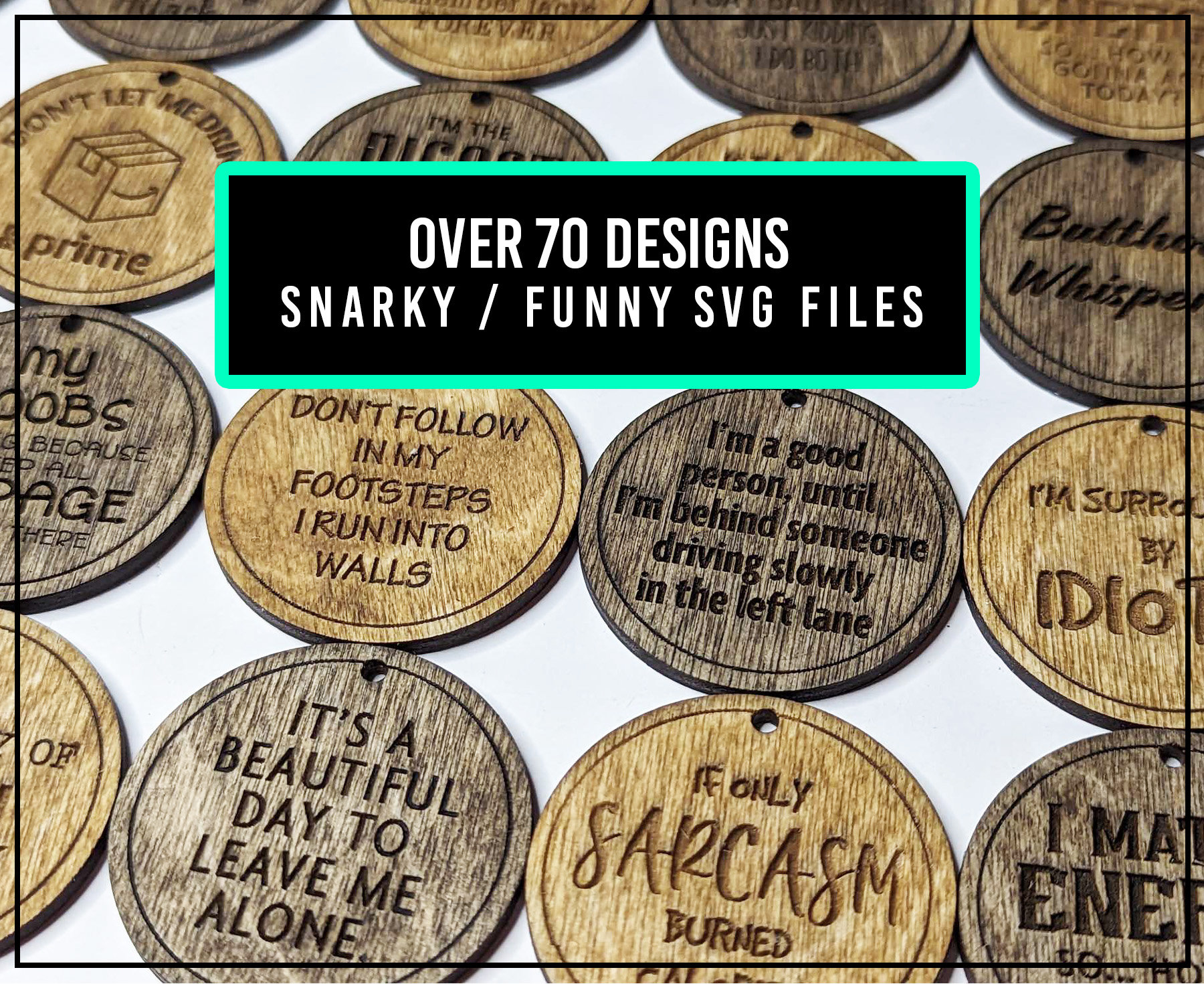 70+ Keychain Magnet Bundle SVG file for Glowforge and Laser Cutters, Funny Snarky Keychain SVG Files, Glowforge Project Idea