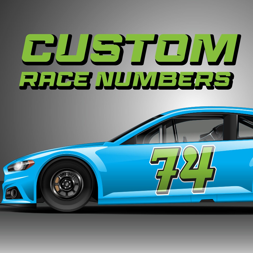 SET OF 2 Custom Race Numbers - Custom Number Decals - Racing - Car ...