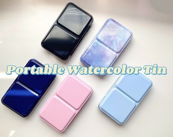 Portable watercolor palette, 14 half pans travel palette, metal empty watercolor tin, nail color palette