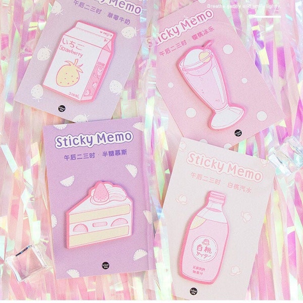 30 pages desserts sticky memo pad, beverage drink memo pad, pinky memo pad