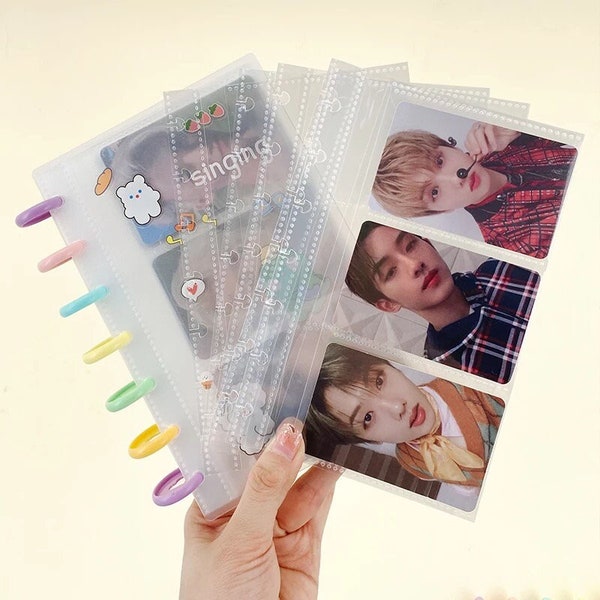 Clear hard cover kpop photocard collect book, 3 inch Ringnote photo binder, 20 PCS insert refills, double side inner page photo album