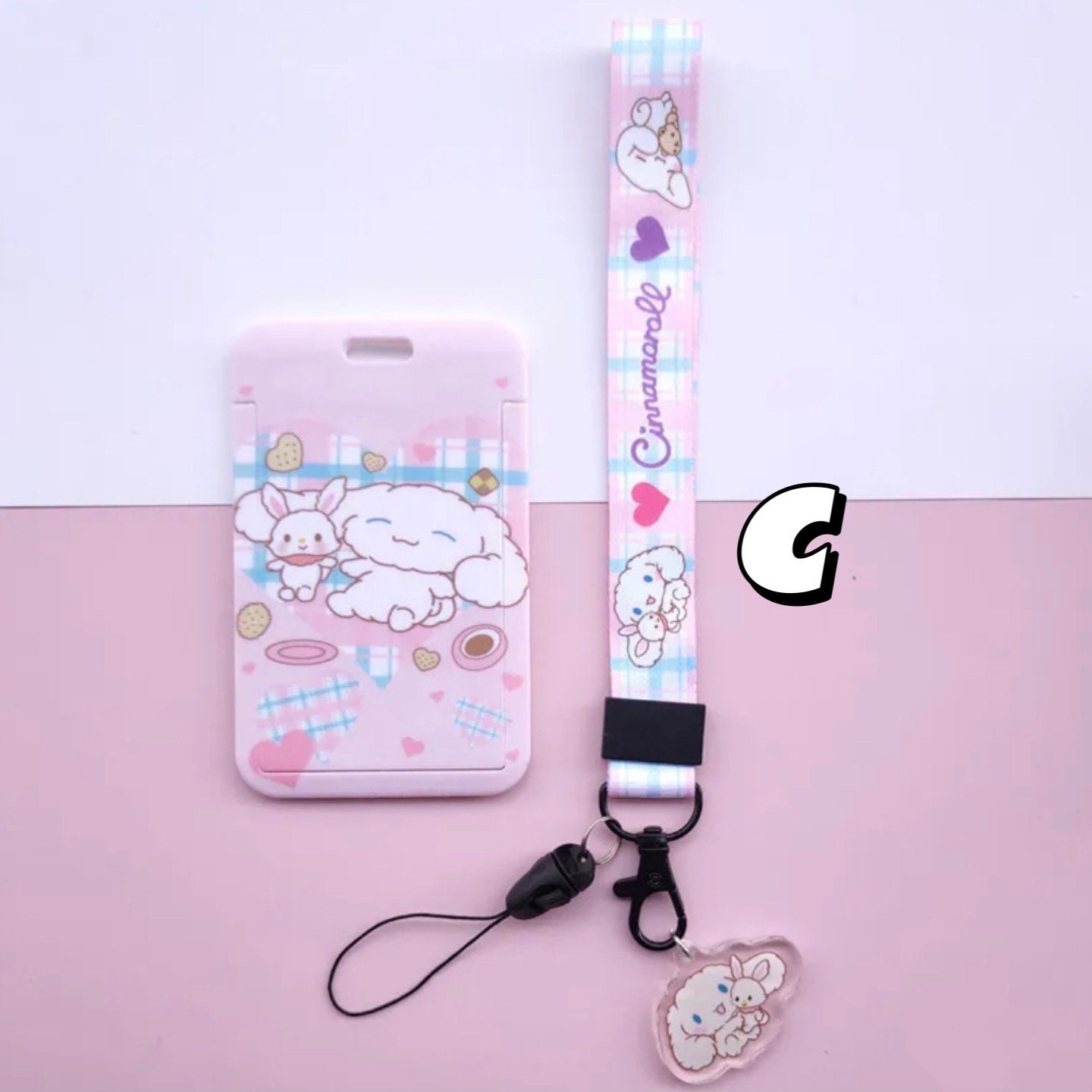 Kawaii Pink Puppy Card Holder With Lanyards Kpop Photocard - Etsy