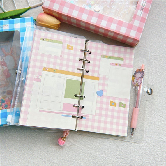 Kawaii PVC Clear Cover 6 Rings Note Book, A6 Note Book With Paper