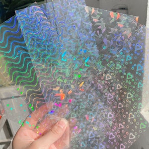 Holographic Self-adhesive Clear Sticker Overlay Sheet, Laminate Sticker  Sheet,holographic Glitter Film Sheets,holographic Laminate 