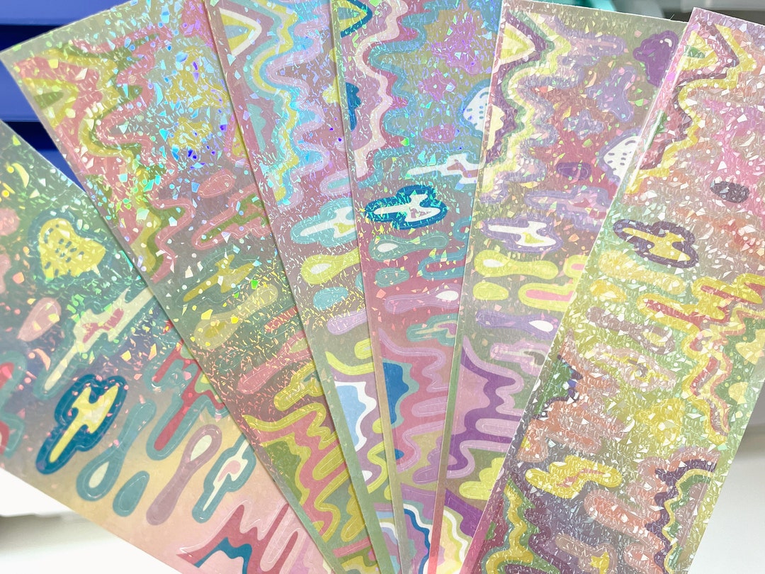 Bling Bling Toploader Sticker Sheet/ Pastel Glitter Wave Deco Sticker