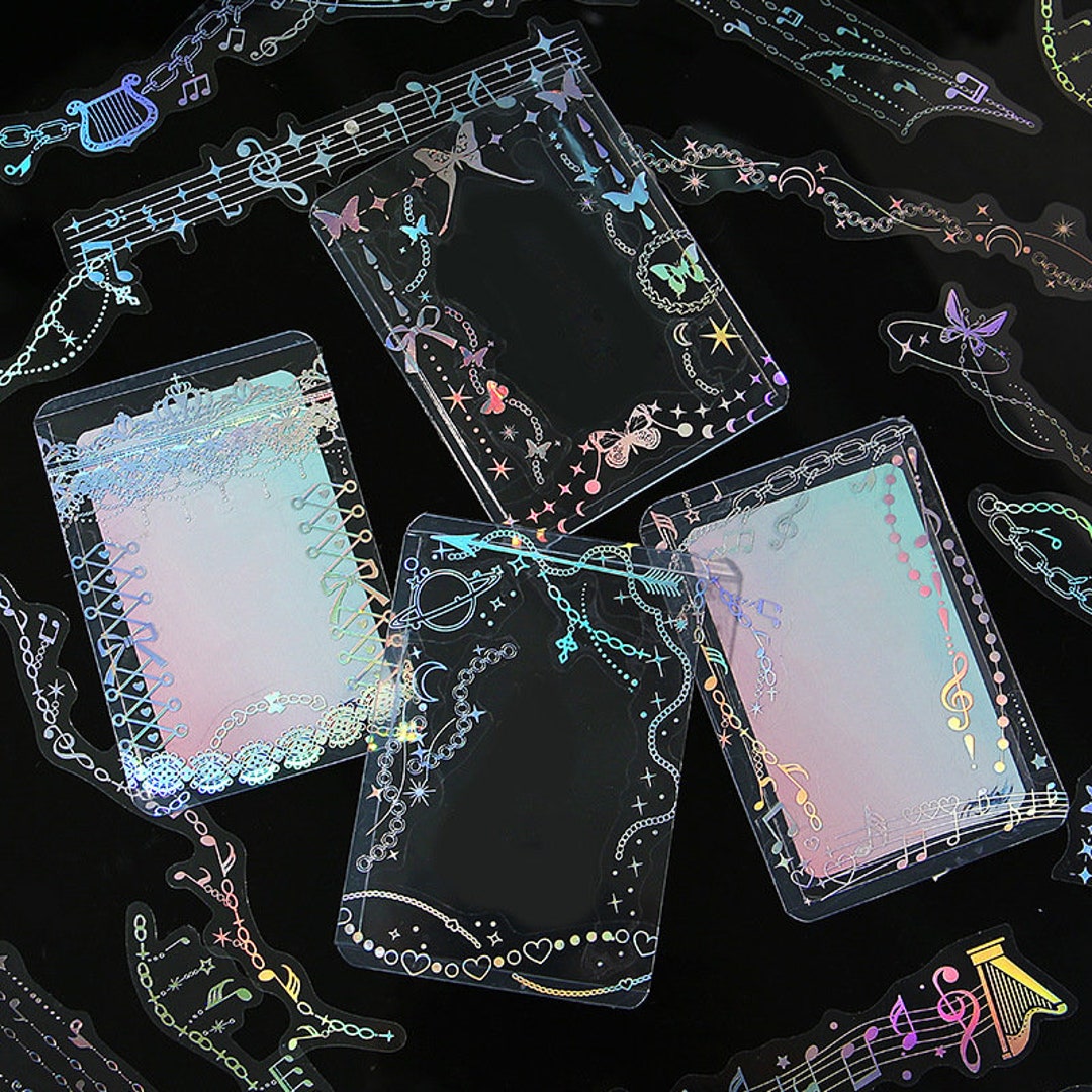 20 Pcs PET Laser Sticker Set, Value Pack Toploader Star Chain Sticker