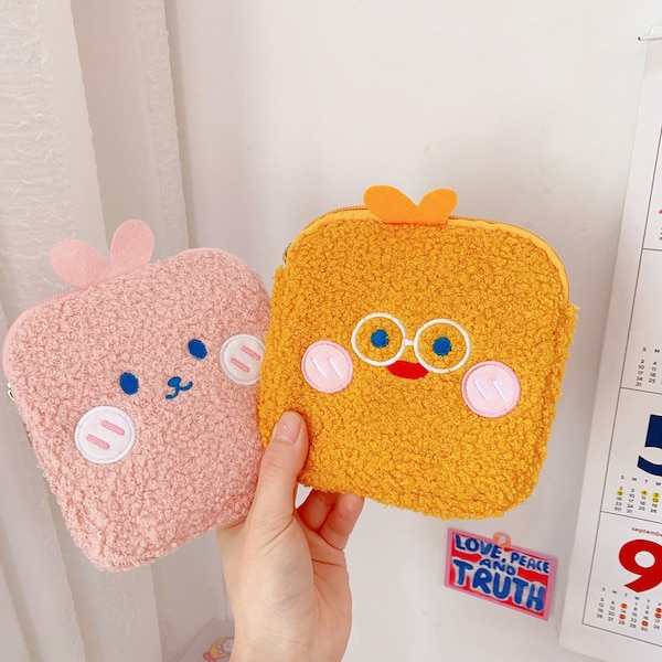 Kawaii fluffy coin pouch, cosmetics bag