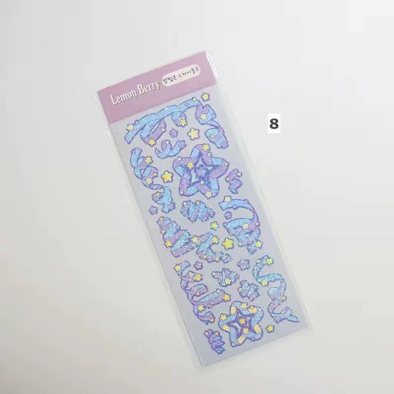 Ribbon Korean Deco Stickers, Aesthetic Kpop Confetti Stickers,  Multi-colored Toploader Stickers, Penpal Kit Stationery Sheet 