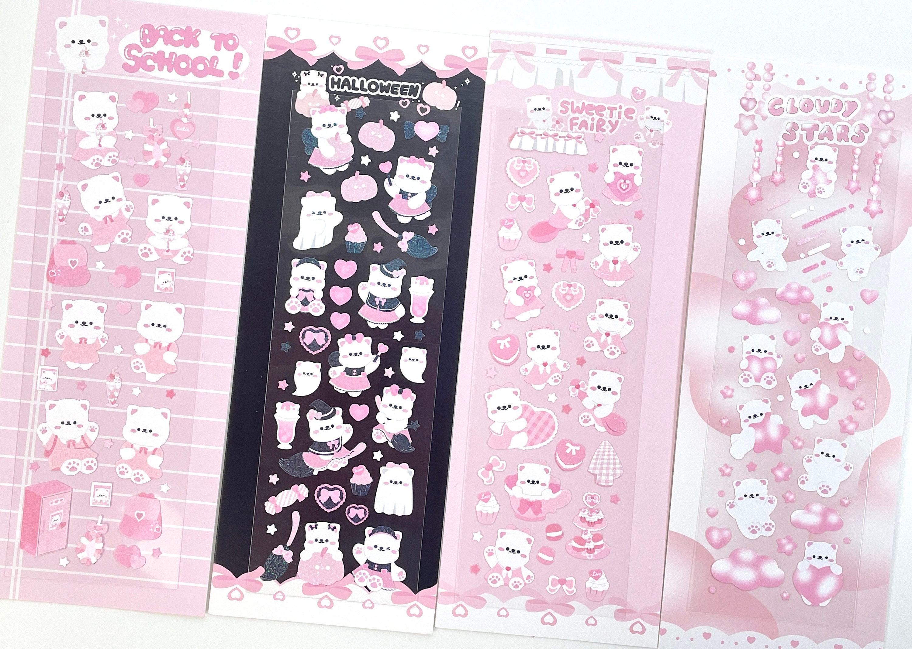 Pastel Color String of Pearl Ribbon Sticker, Kpop Photocards