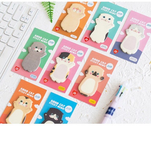 30 Pages Cute Cat Sticky Memo Pad Notebook Sticky Pad Etsy