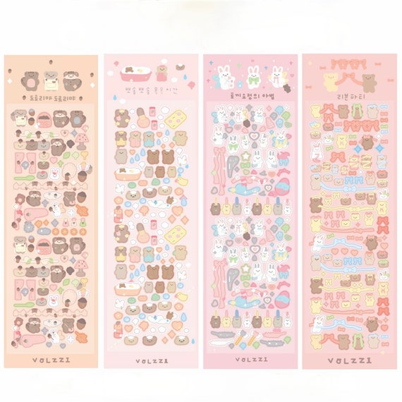 Kawaii Bear and Bunny Deco Stickers, Photo Card Deco Stickers, Toploader Deco  Sticker 