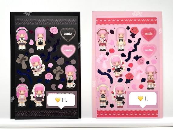 Small Kawaii Kpop Toplaoder Deco Sticker Sheet, 3D Korean Girl