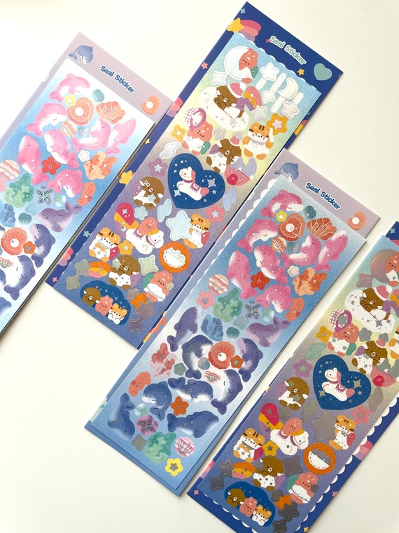 Kawaii Dolphin Deco Stickers, Bling Bling Toploader Stickers, Animal  Stickers 