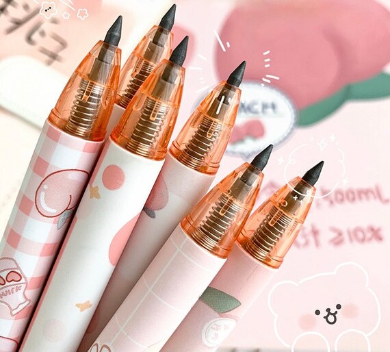 Kawaii Pinky Peach Everlasting Pencil, 0.5mm HB Inkless Pencil, School and  Office Supply 