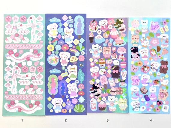 Kawaii Toploader Deco Stickers, Card Making Stickers, Bling Bling Animal  Ribbon Sticker Sheet 