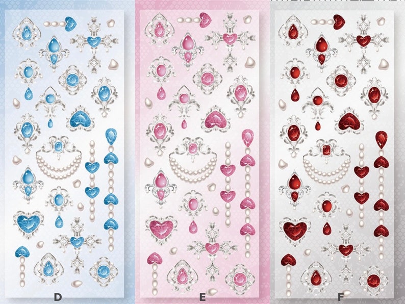 Rococo Gem Sticker Sheet Sparkle Diamond Sticker Sheet Kpop Etsy