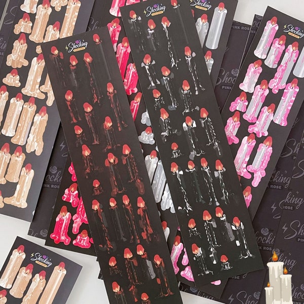 Halloween drip pillar candle deco sticker sheet, 6 color Christmas candle stickers, kpop toploader deco stickers, witch magic flame stickers