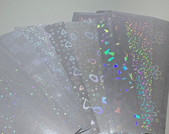 Holographic self adhesive top loaders film, kpop toploader overlay