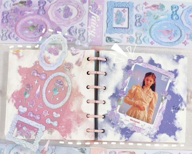 Kawaii Kpop Toploader Deco Stickers Rose Frame Stickers Etsy