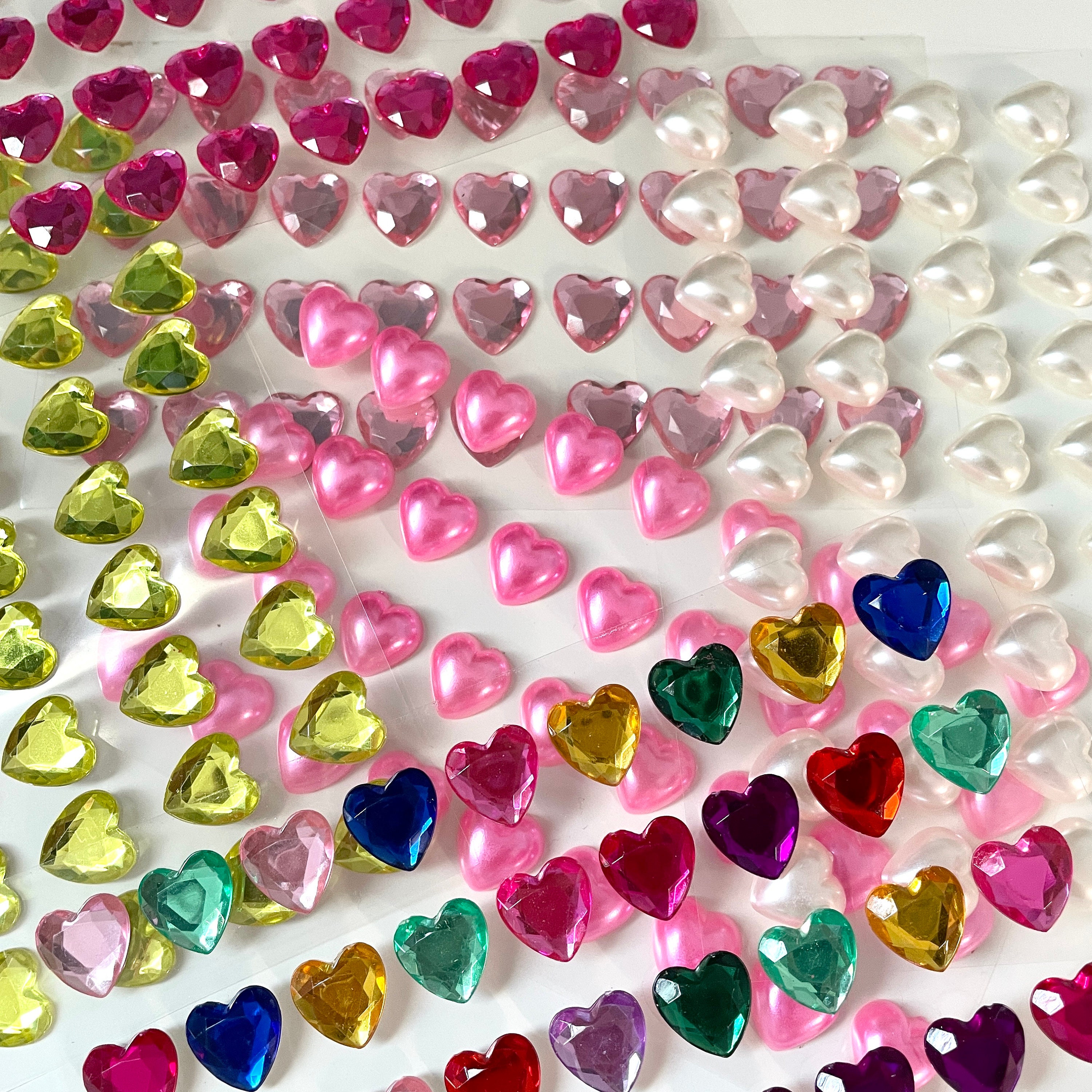 Blush Self Adhesive Craft Rhinestone Trim Strips, Heart Pearl Stickers