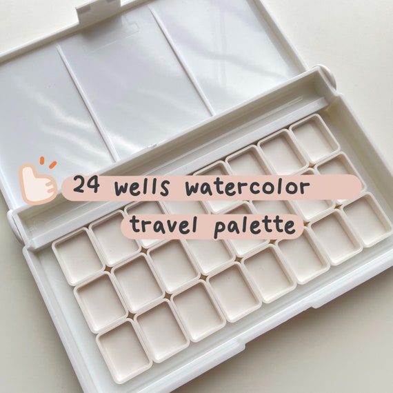 24 Wells Empty Watercolor Palette, 1ml Plastic Portable Travel Color Set,  Cosmetics Makeup Pan Depot Palette, Nail Color Mini Palette 