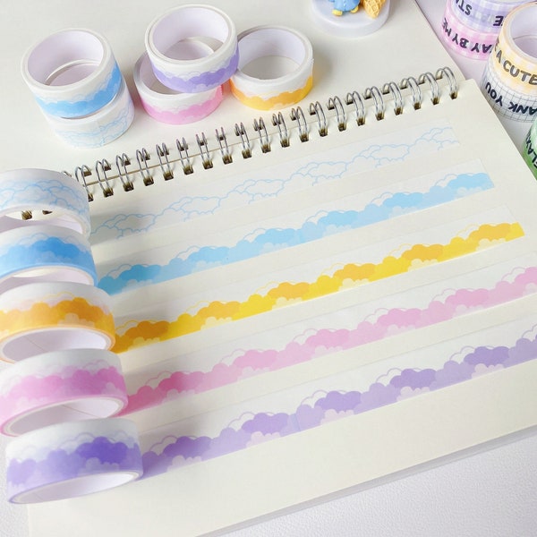 Kawaii cloud border frame washi tape, scrapbooking, planner, journal, card making tape